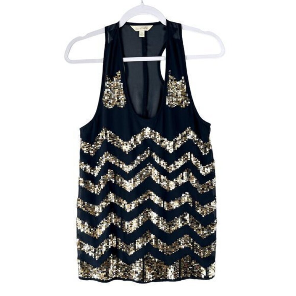 Charming Charlie Womens Tops Size S Chevron Sequins‎ Chiffon Tank